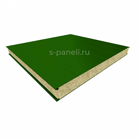 Стеновая сэндвич-панель из минваты 40x1200, 5 канавок зеленая