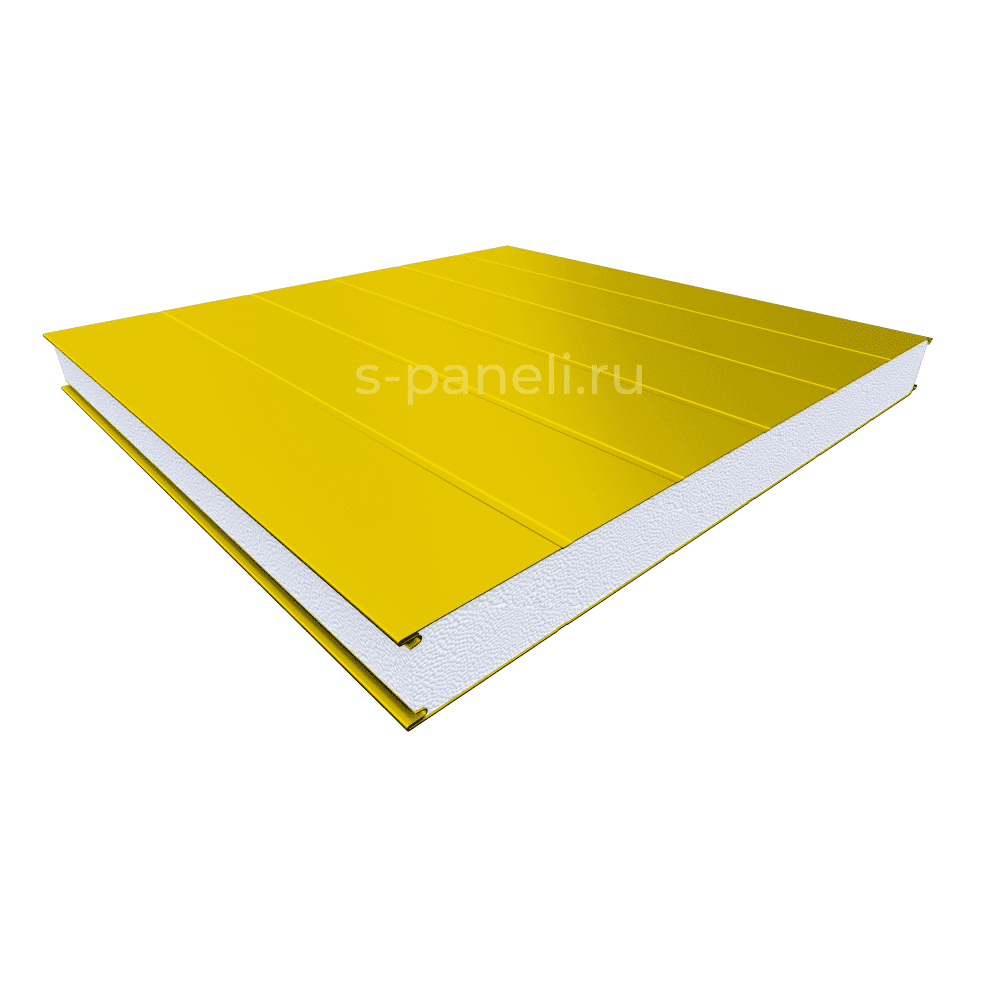 Стеновая сэндвич-панель из пенополистирола 50x1200, 5 канавок желтая
