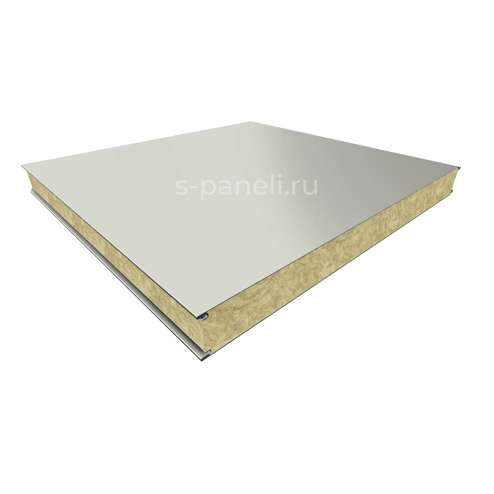 Стеновая сэндвич-панель из минваты 60x1200, гладкая, белый