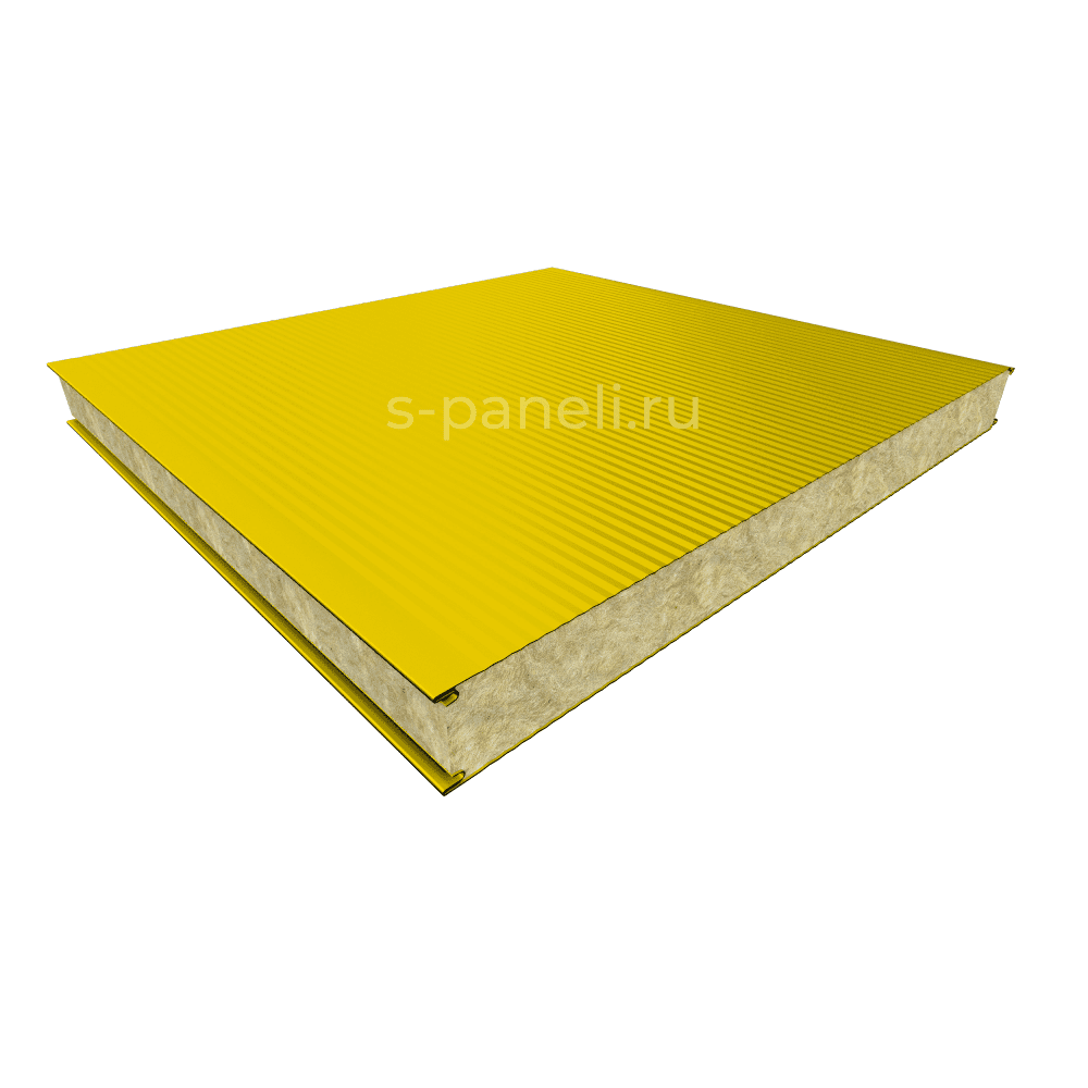 Стеновая сэндвич-панель из минваты 150х1000, микроволна, желтый
