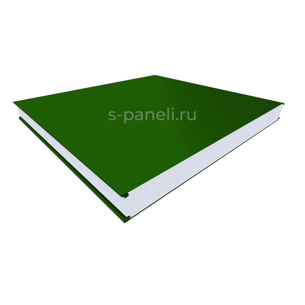 Стеновая сэндвич-панель из пенополистирола 100x1200, гладкая зеленая