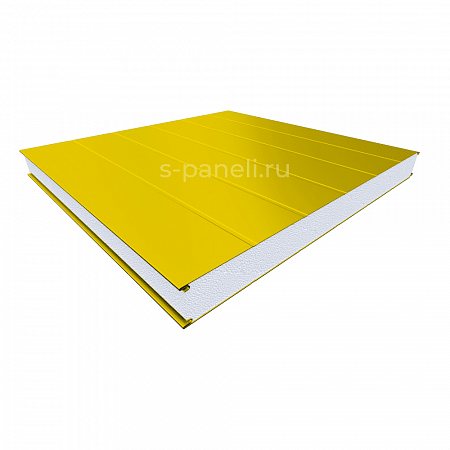 Стеновая сэндвич-панель из пенополистирола 160x1200, 5 канавок желтая
