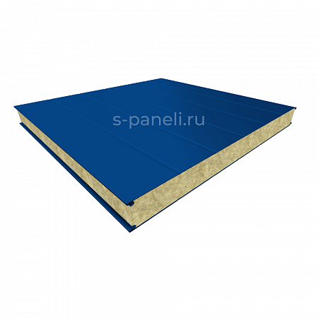 Стеновая сэндвич-панель из минваты 60x1200, 5 канавок, синий