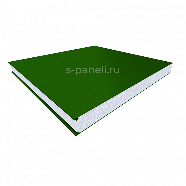 Стеновая сэндвич-панель из пенополистирола 100x1200, гладкая зеленая