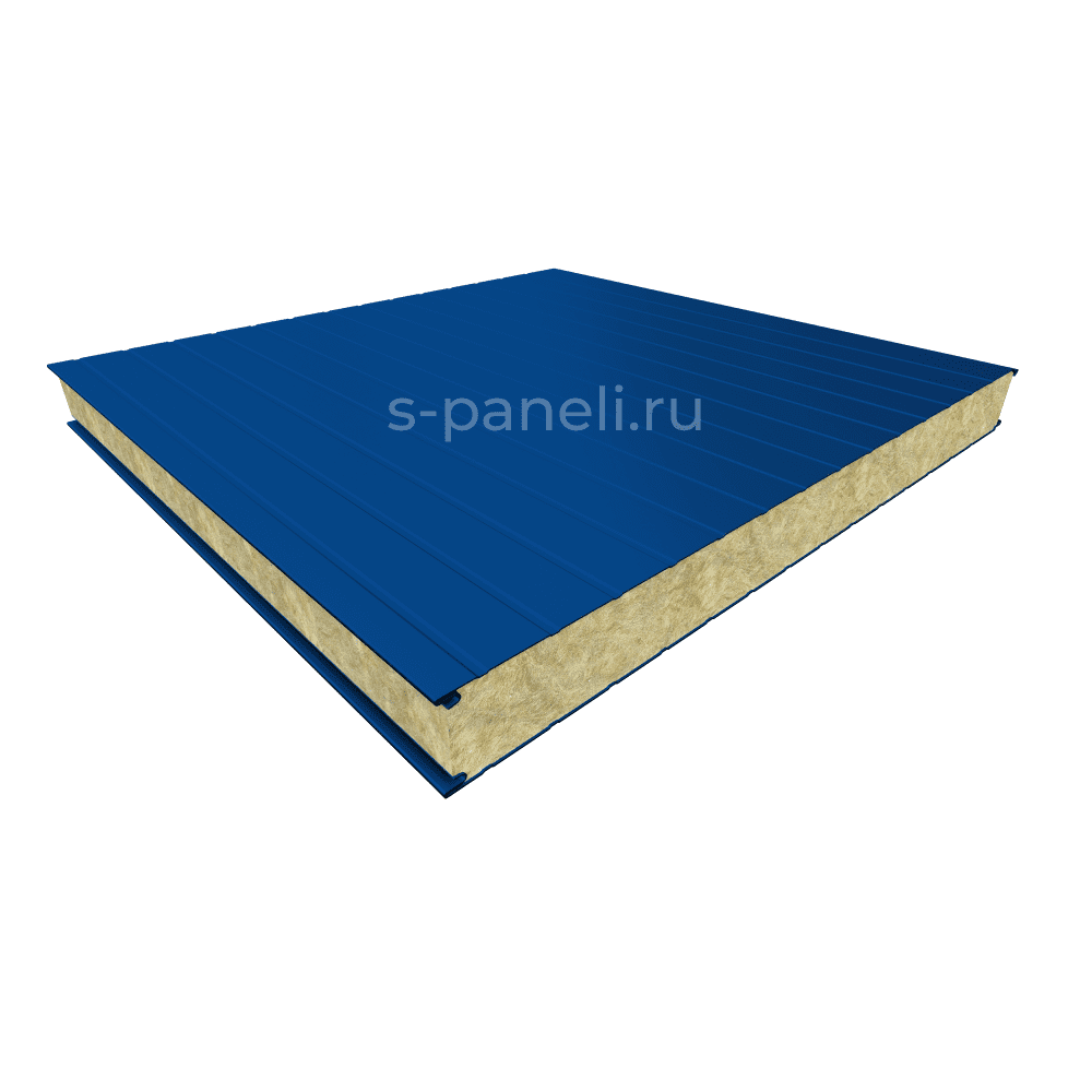 Стеновая сэндвич-панель из минваты 140x1200, накатка, синий