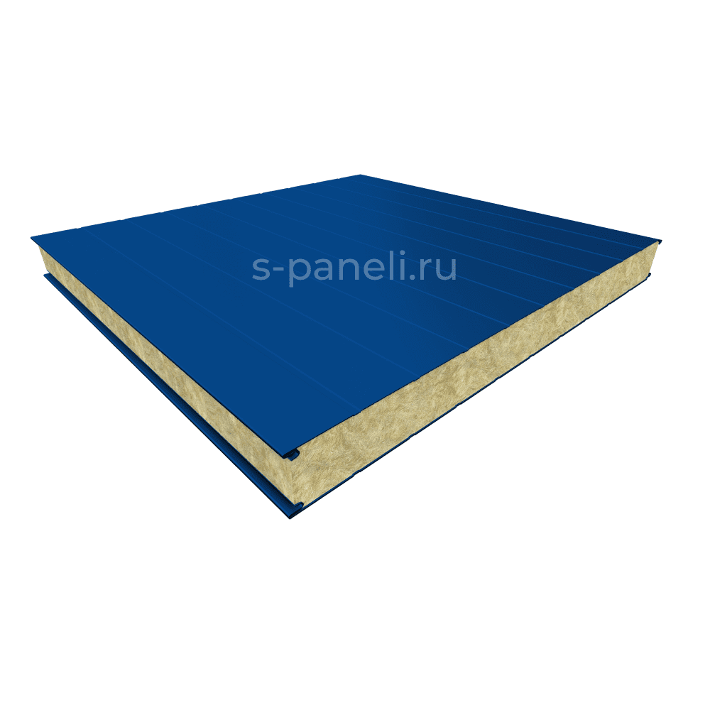 Стеновая сэндвич-панель из минваты 140х1000 мм, 9 канавок, синий