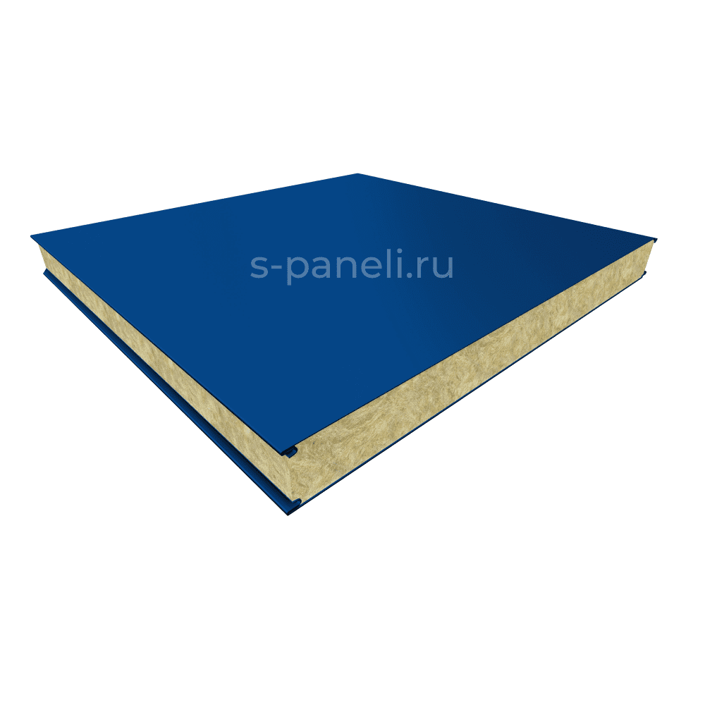 Стеновая сэндвич-панель из минваты 60x1200, гладкая, синий